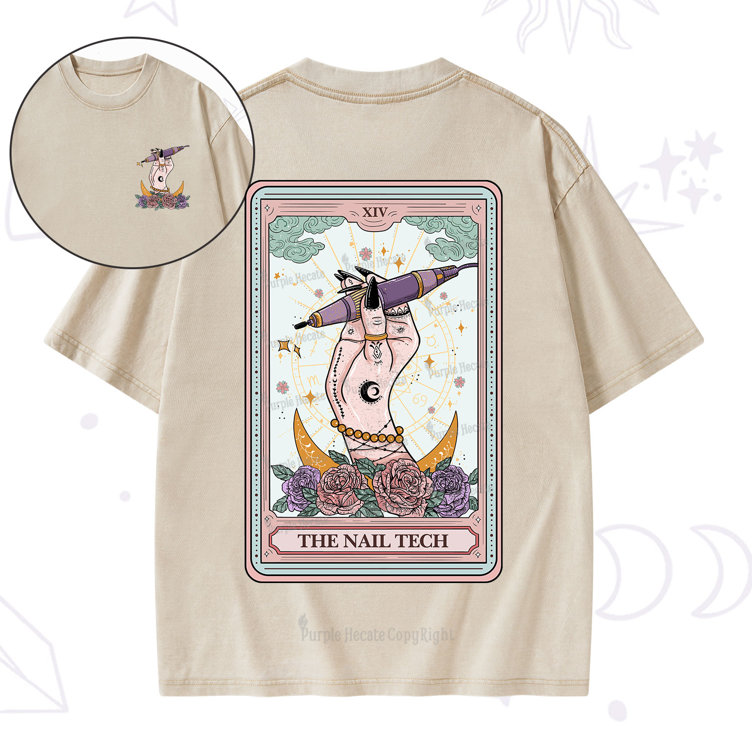 Purplehecate The Nail Tech Tarot Card Washed T-Shirt