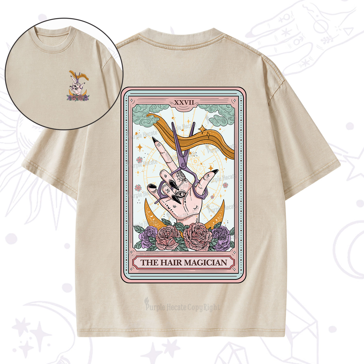 Purplehecate The Hair Magician Tarot Washed T-Shirt
