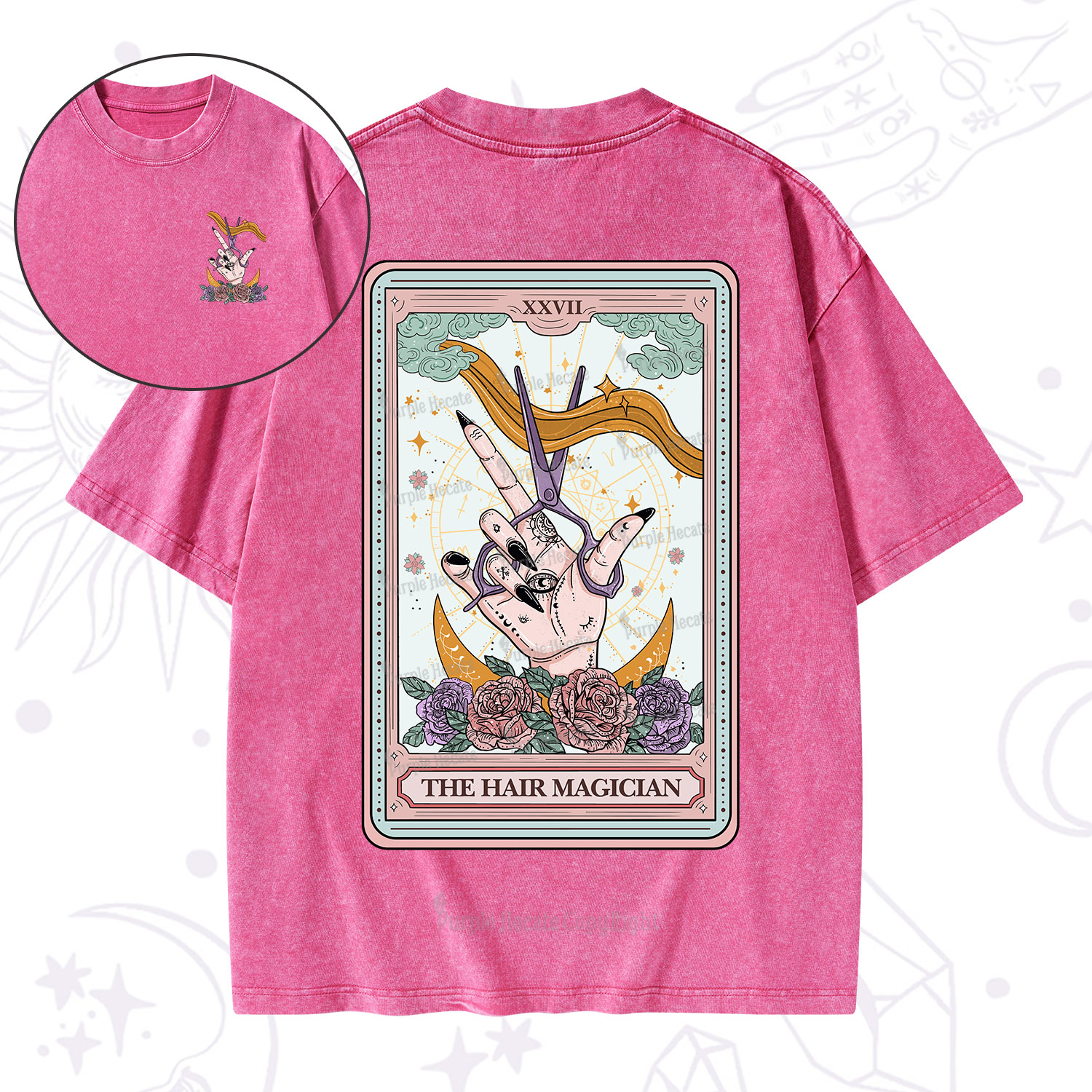 Purplehecate The Hair Magician Tarot Washed T-Shirt