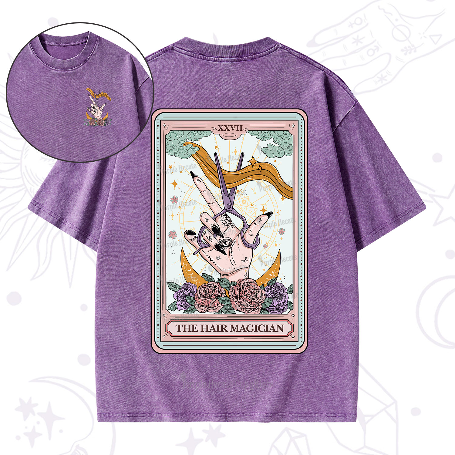 Purplehecate The Hair Magician Tarot Washed T-Shirt
