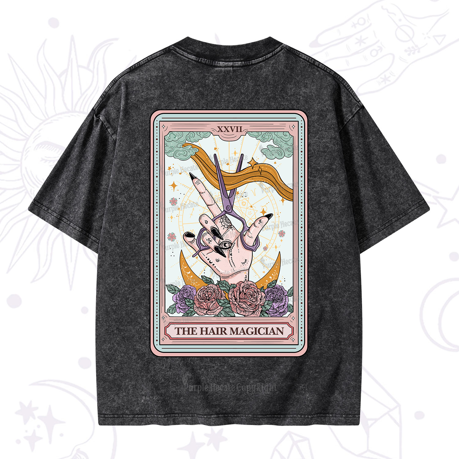 Purplehecate The Hair Magician Tarot Washed T-Shirt