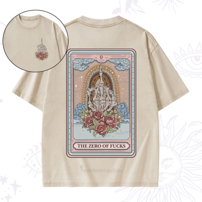 Purplehecate The Zero Of Fucks Tarot Washed T-Shirt