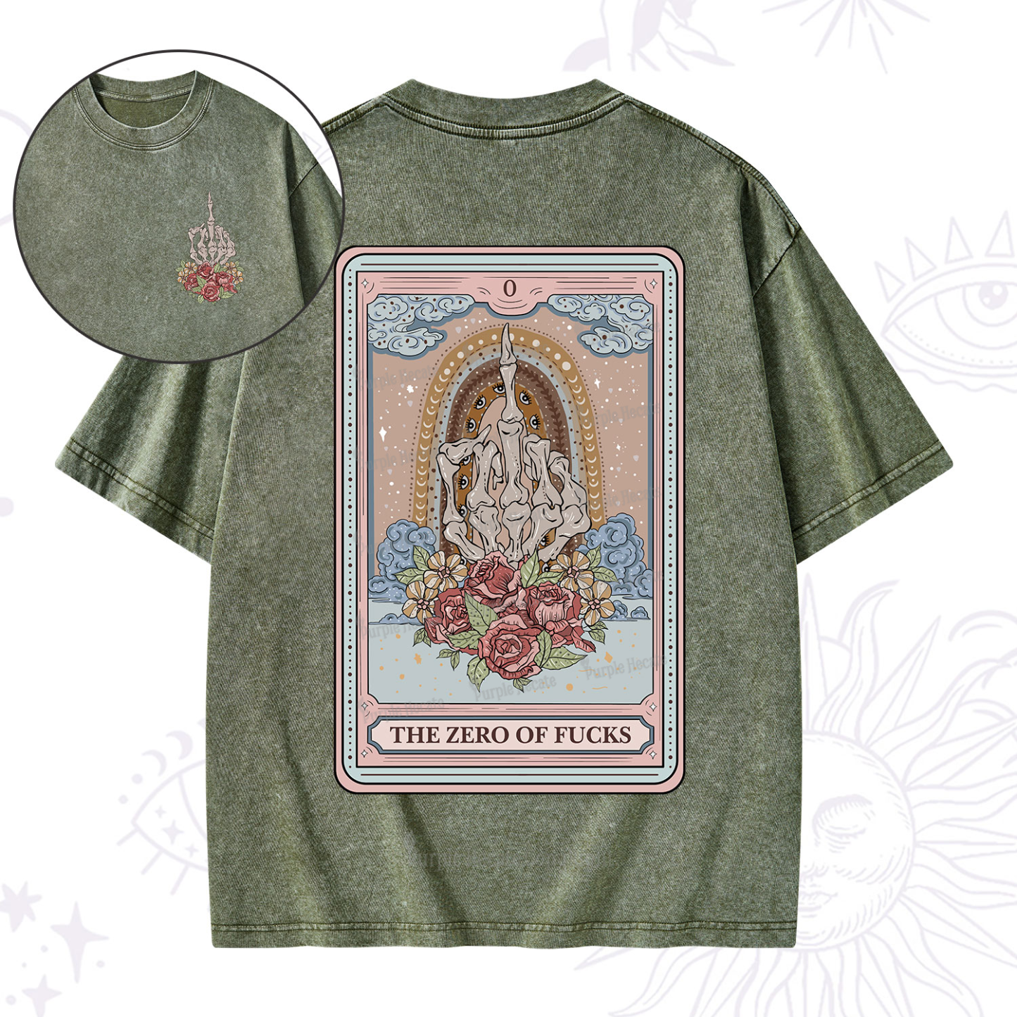 Purplehecate The Zero Of Fucks Tarot Washed T-Shirt