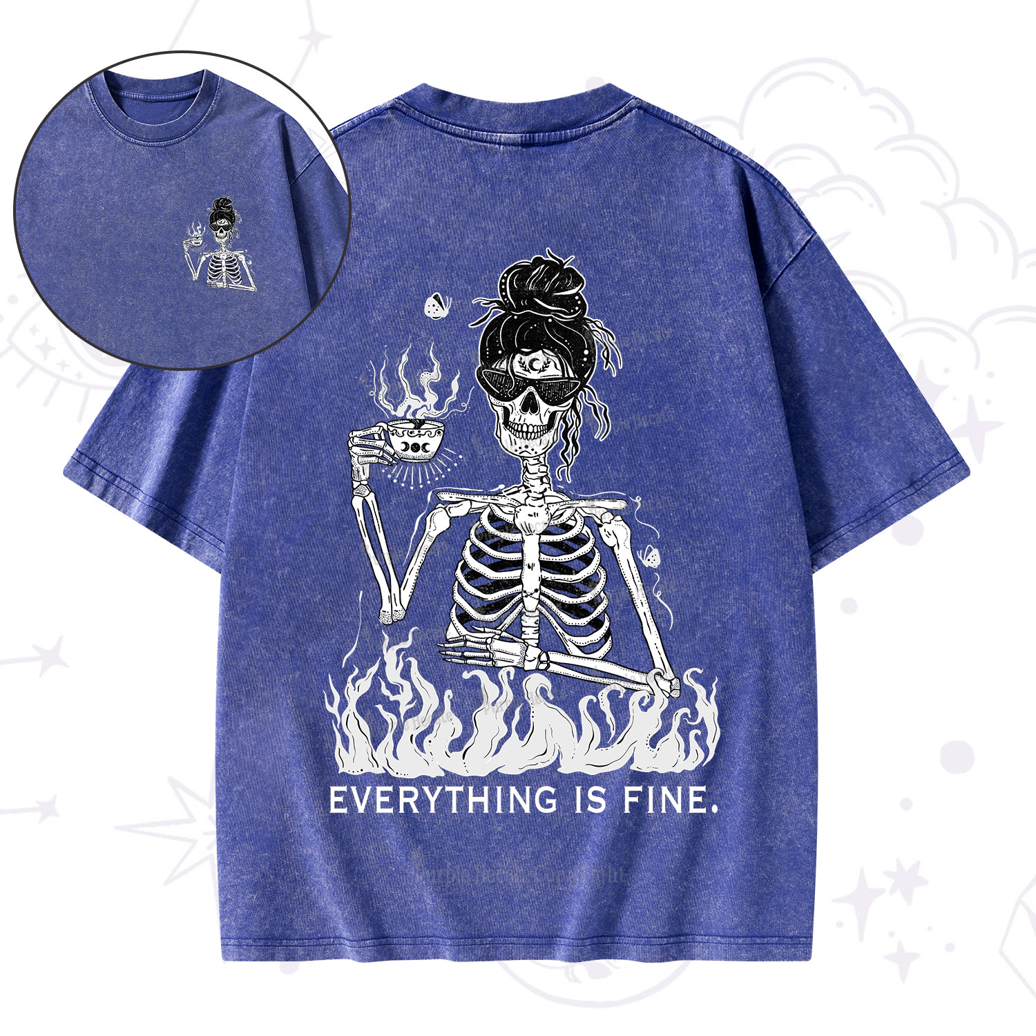 Purplehecate Everything Is Fine Washed T-Shirt