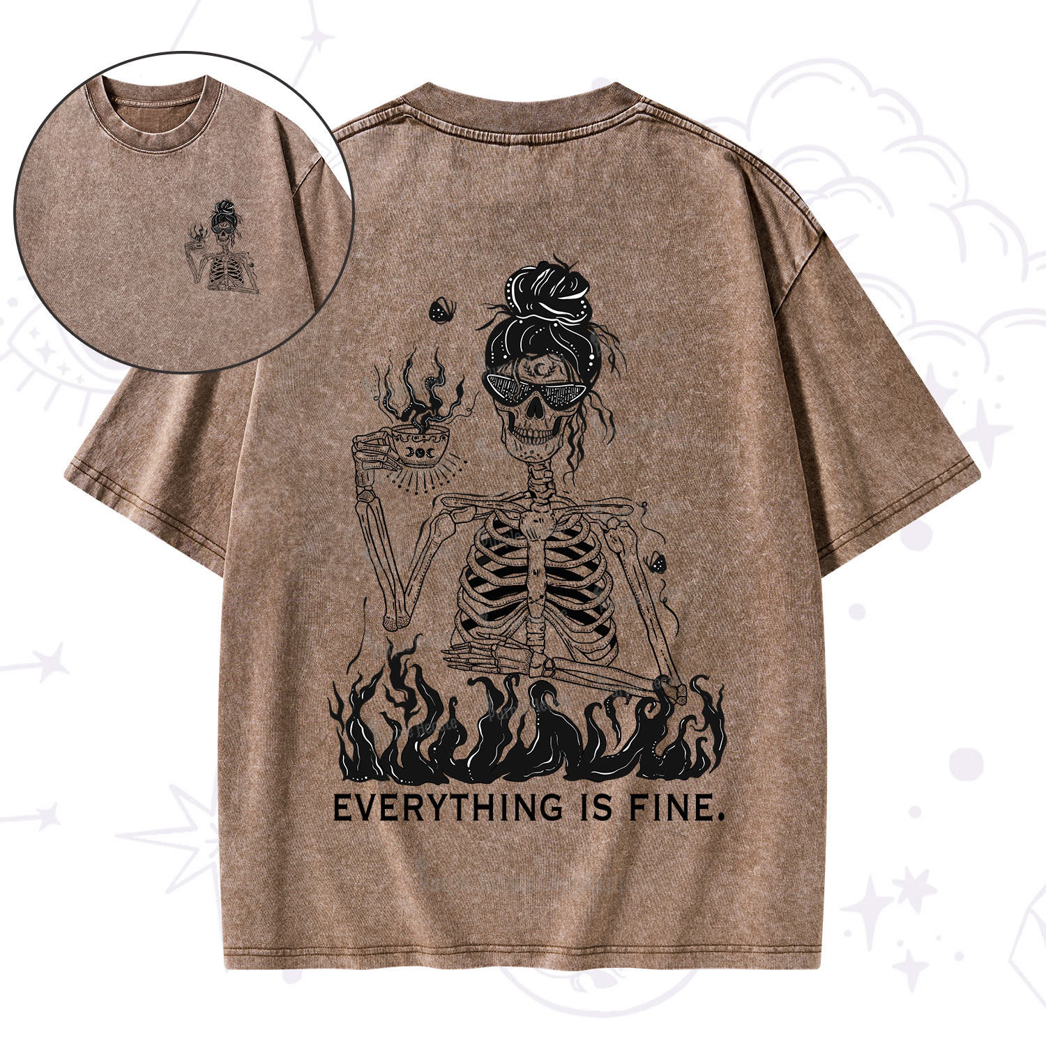 Purplehecate Everything Is Fine Washed T-Shirt