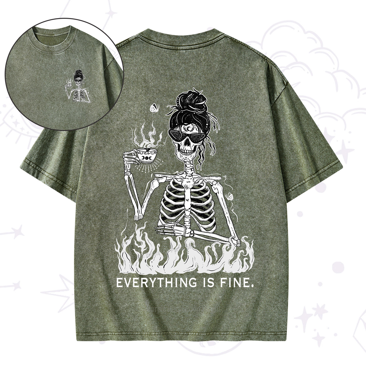 Purplehecate Everything Is Fine Washed T-Shirt
