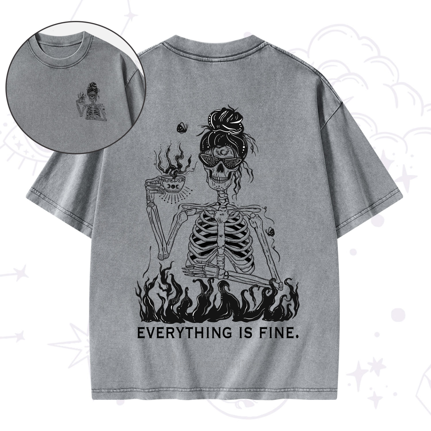 Purplehecate Everything Is Fine Washed T-Shirt