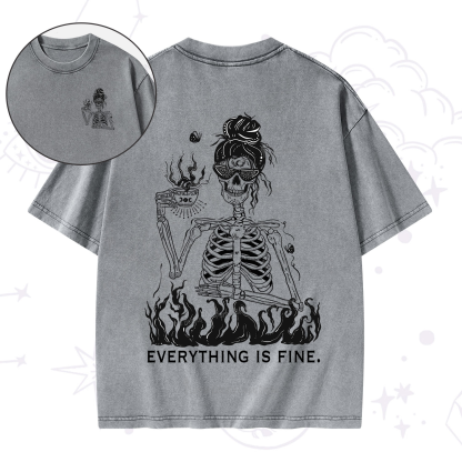 Purplehecate Everything Is Fine Washed T-Shirt