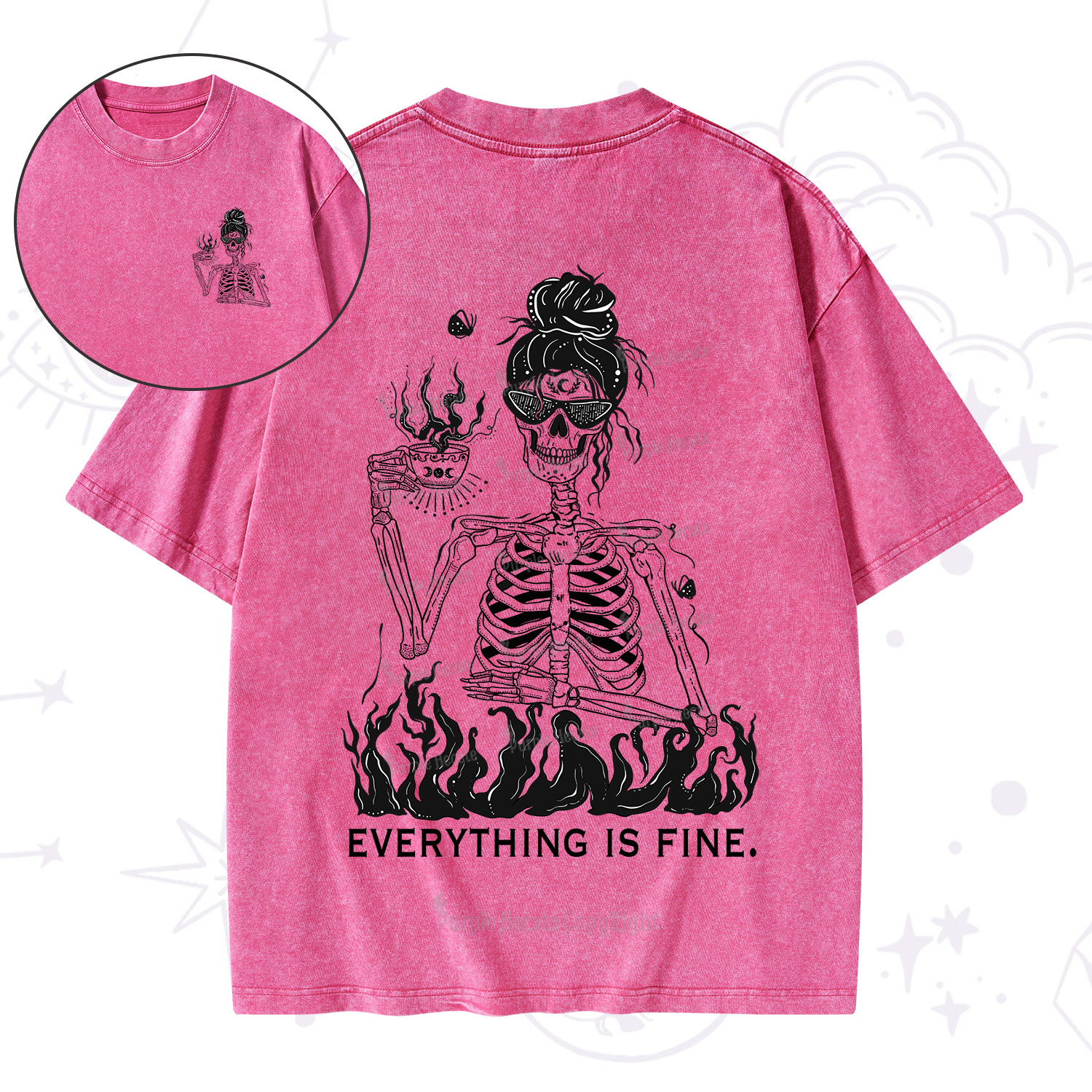 Purplehecate Everything Is Fine Washed T-Shirt