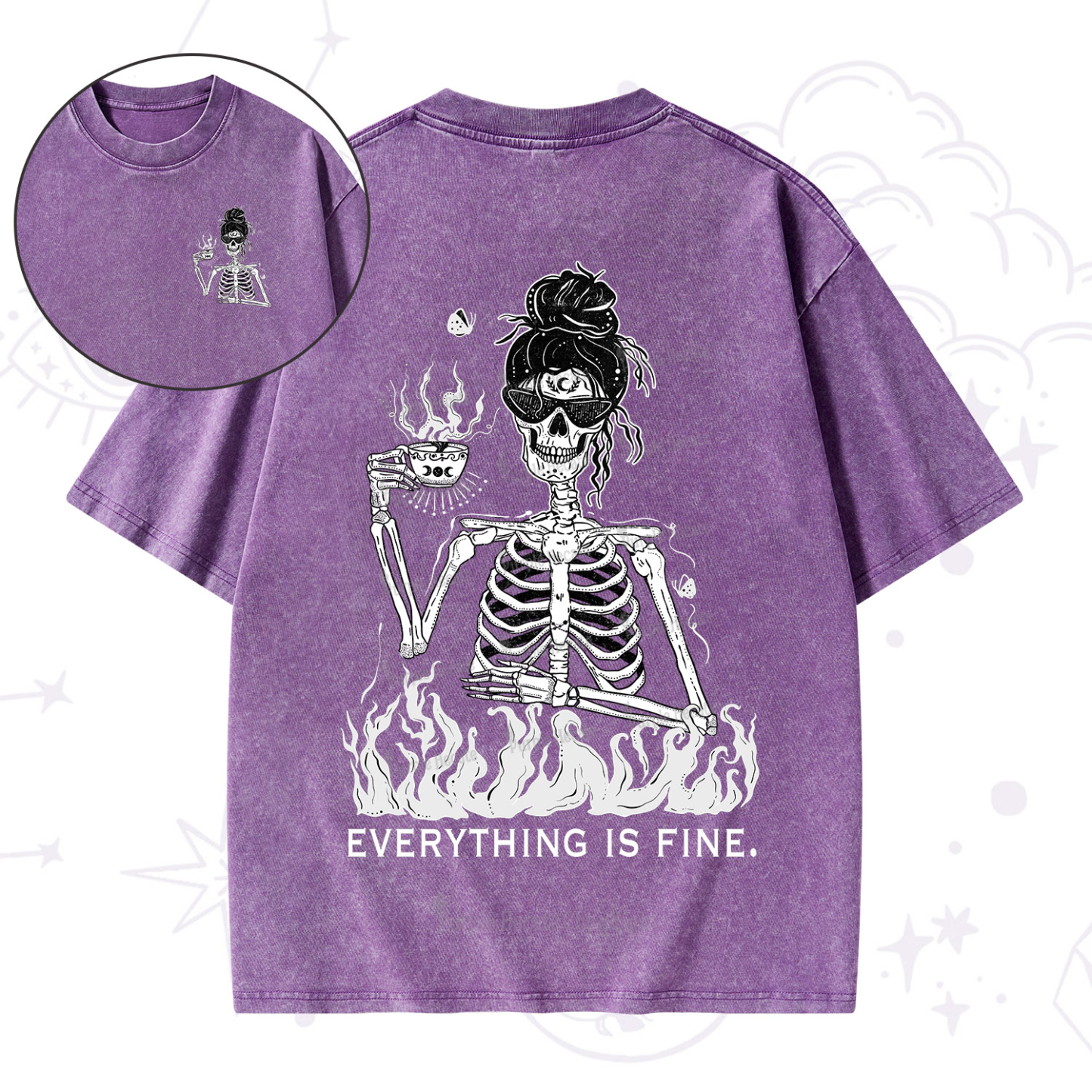 Purplehecate Everything Is Fine Washed T-Shirt