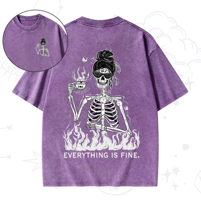 Purplehecate Everything Is Fine Washed T-Shirt