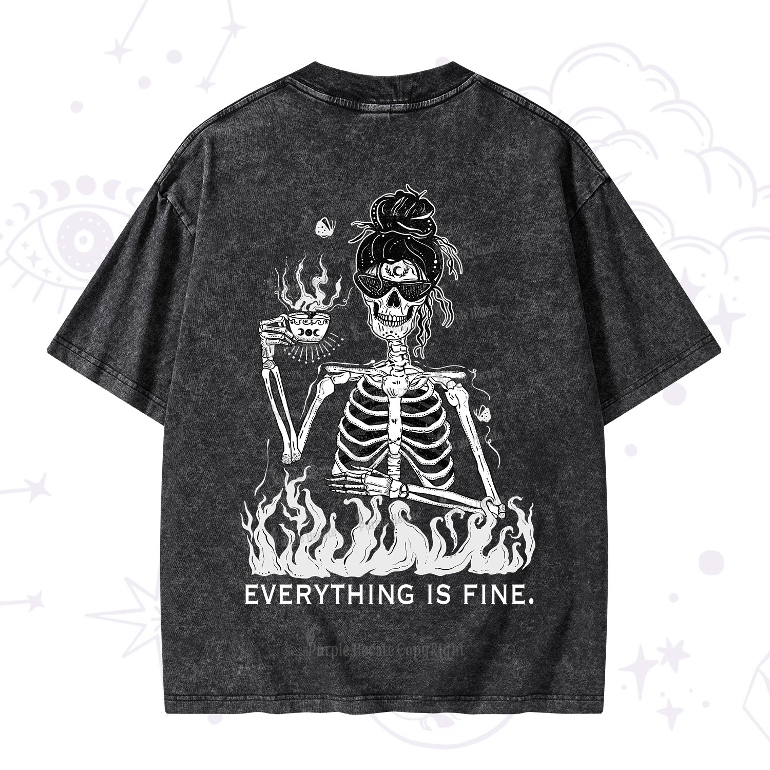 Purplehecate Everything Is Fine Washed T-Shirt
