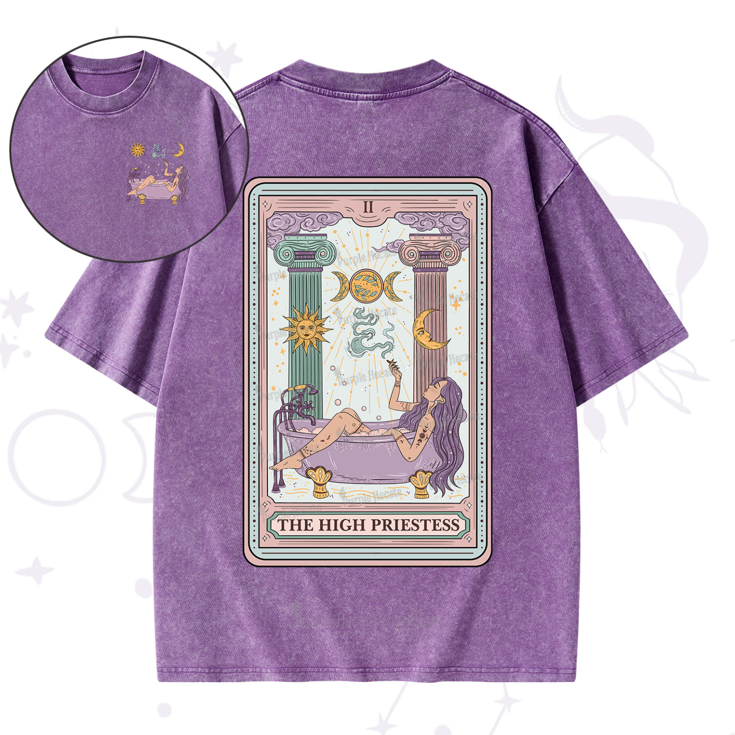 Purplehecate The High Priestess Tarot Washed T-Shirt
