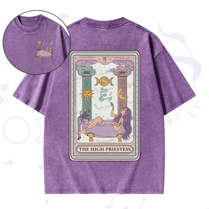 Purplehecate The High Priestess Tarot Washed T-Shirt