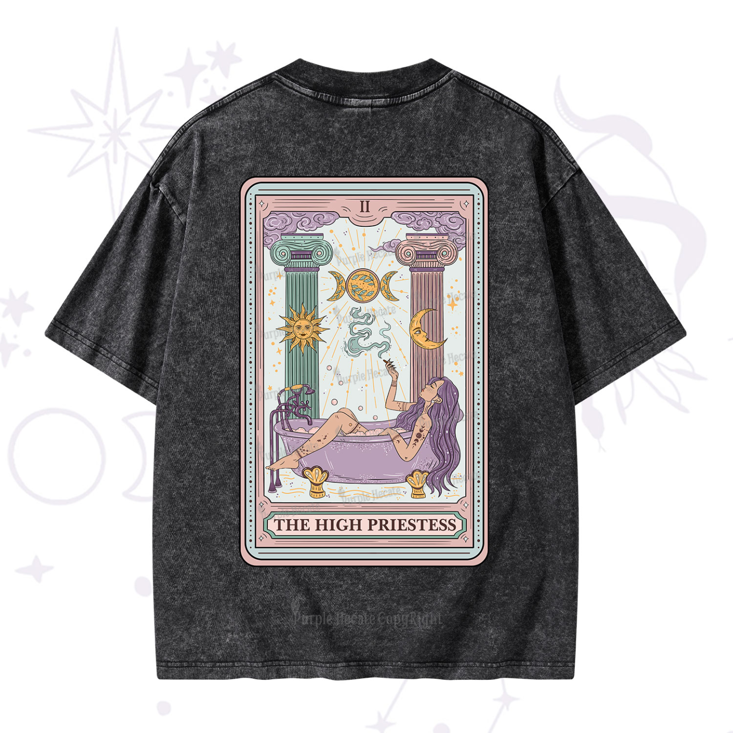 Purplehecate The High Priestess Tarot Washed T-Shirt