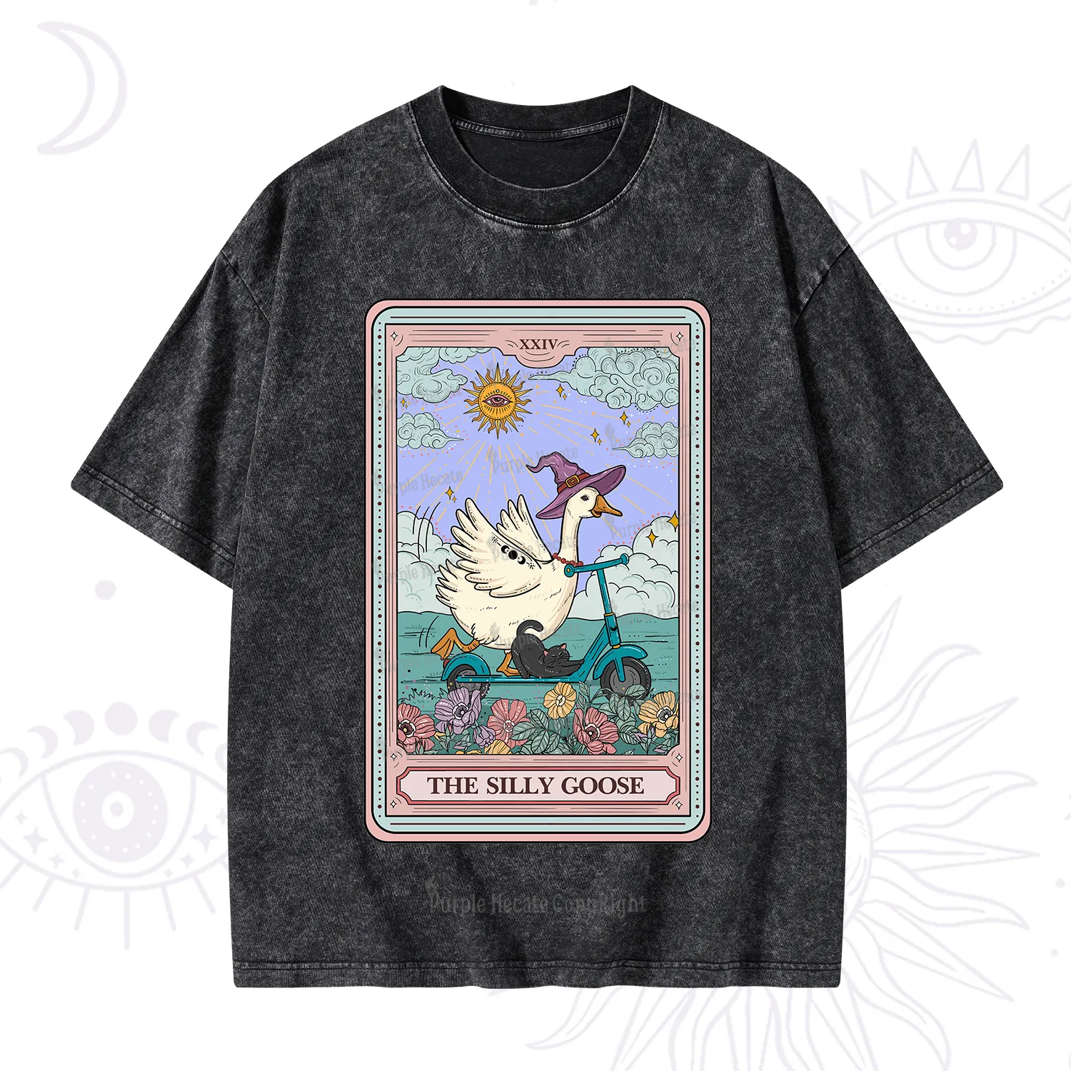Purplehecate The Silly Goose Tarot Card Washed T-Shirt