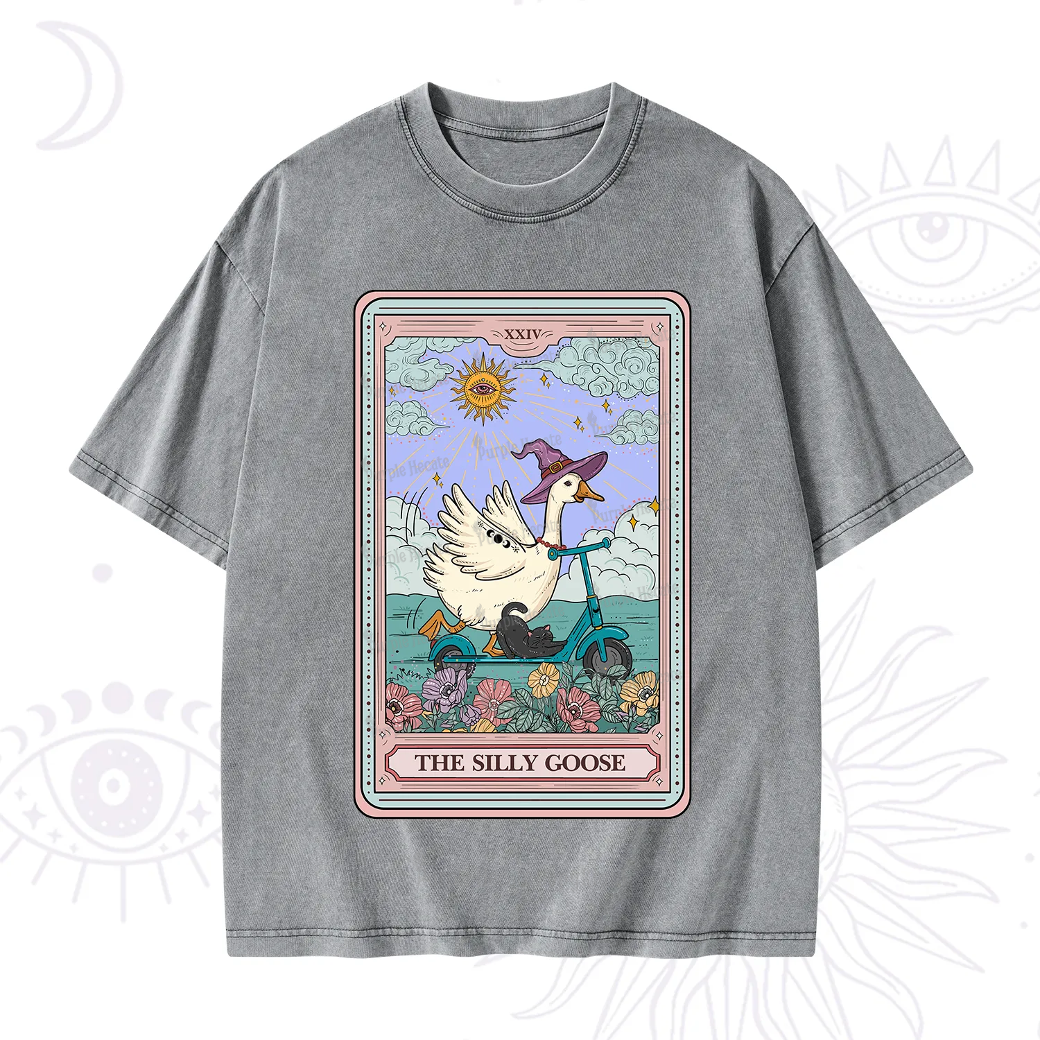 Purplehecate The Silly Goose Tarot Card Washed T-Shirt