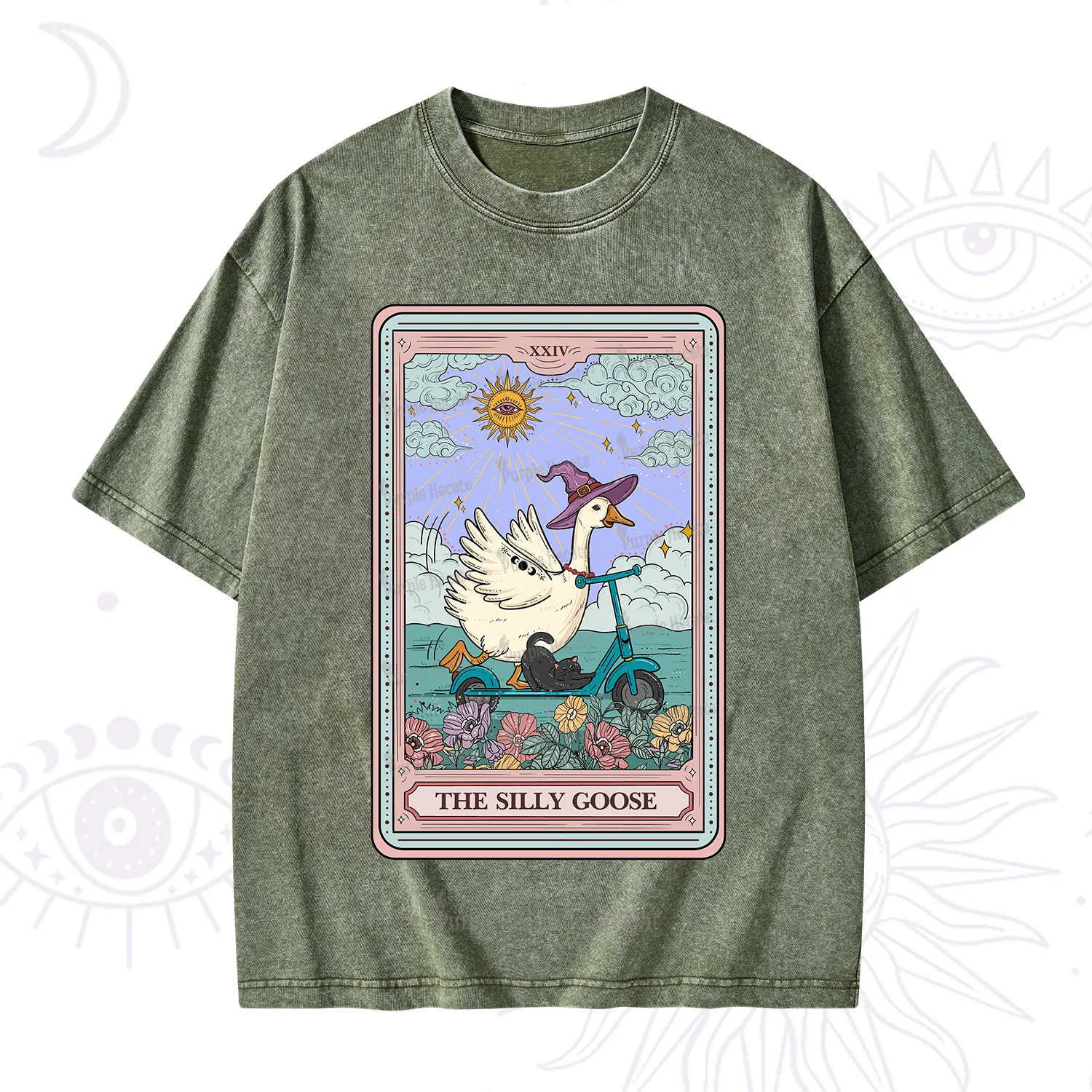 Purplehecate The Silly Goose Tarot Card Washed T-Shirt