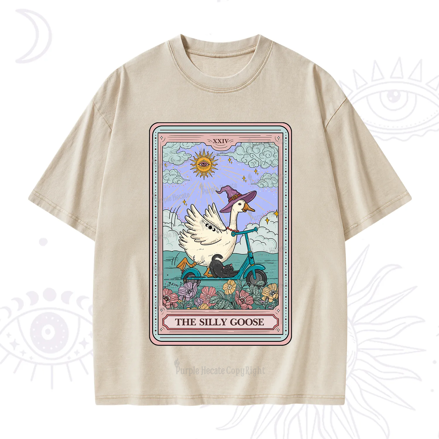 Purplehecate The Silly Goose Tarot Card Washed T-Shirt
