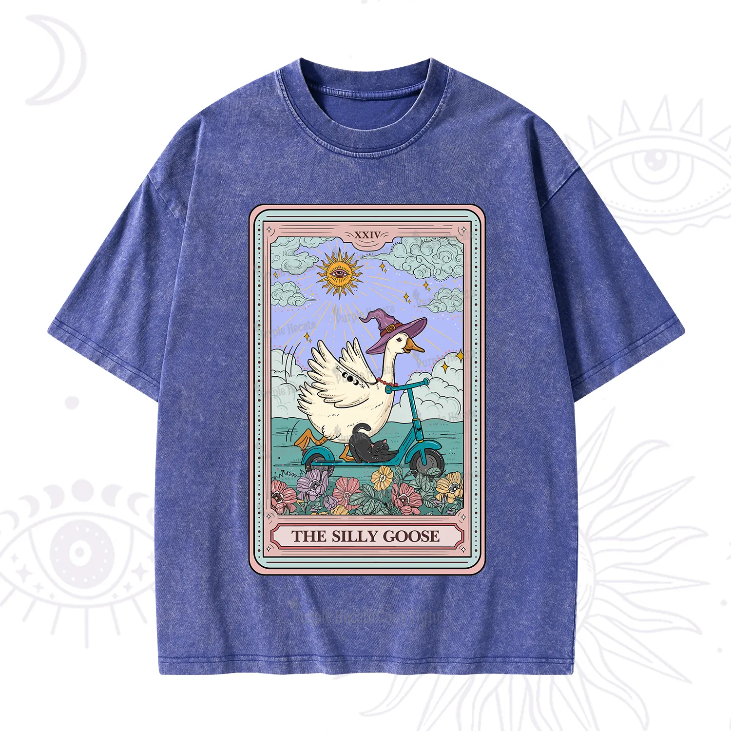 Purplehecate The Silly Goose Tarot Card Washed T-Shirt