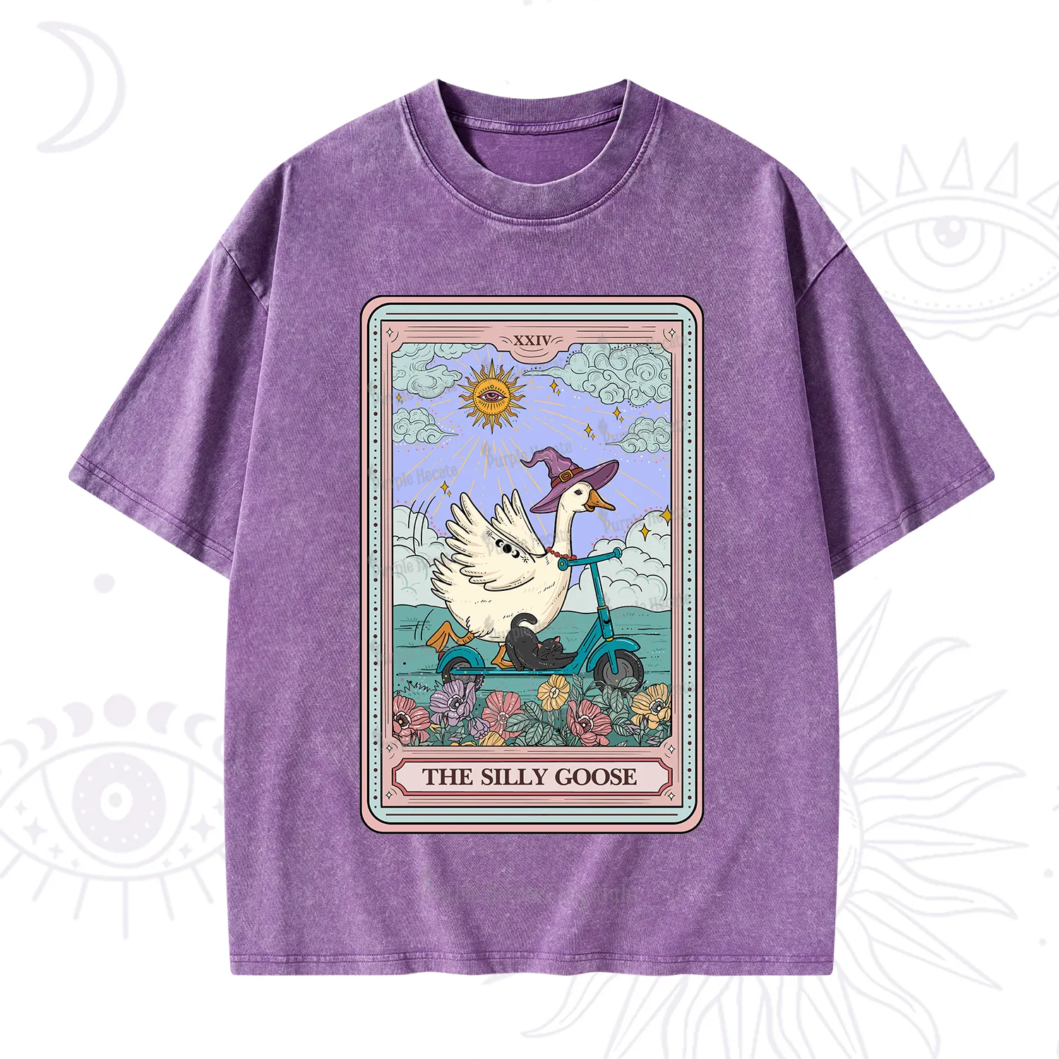 Purplehecate The Silly Goose Tarot Card Washed T-Shirt