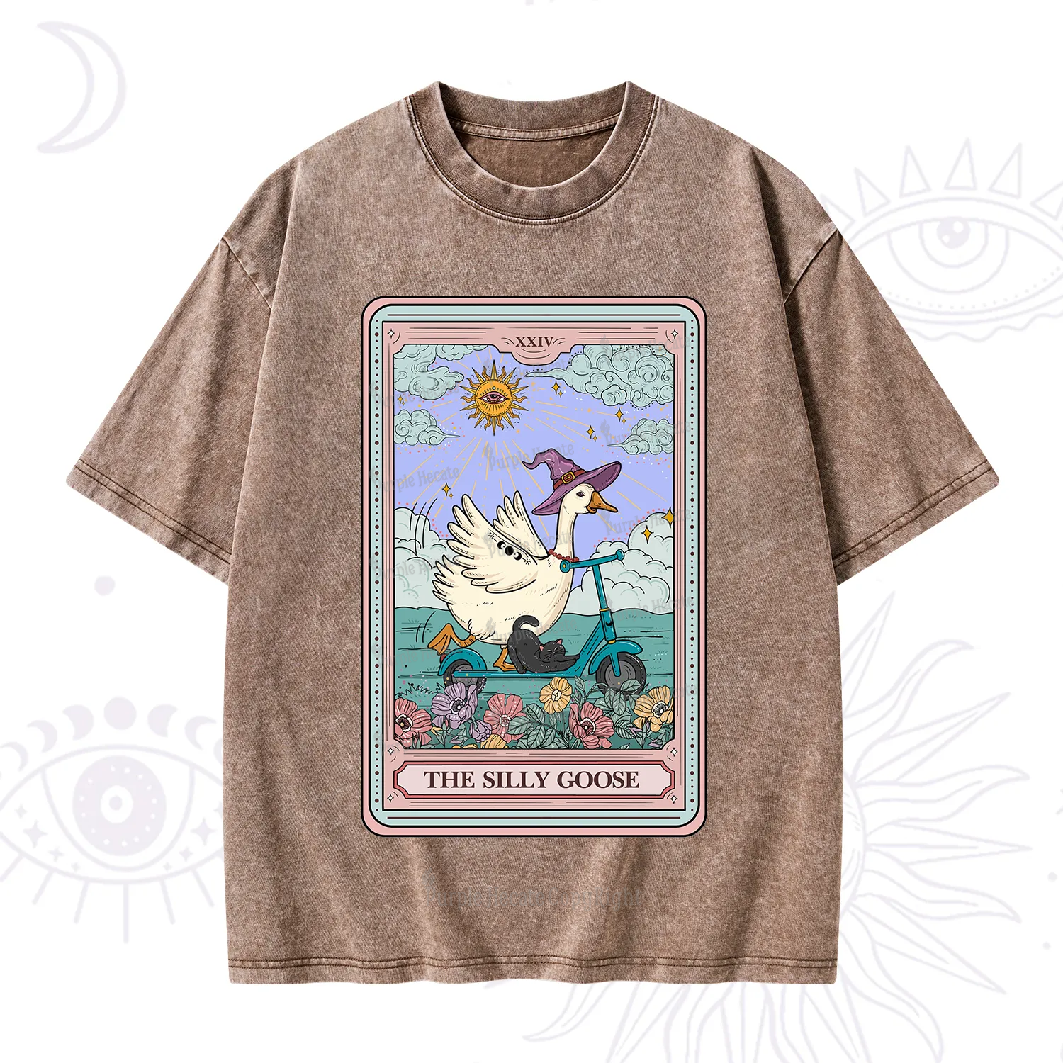 Purplehecate The Silly Goose Tarot Card Washed T-Shirt