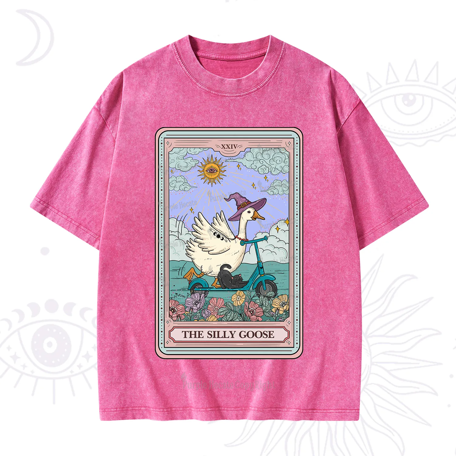 Purplehecate The Silly Goose Tarot Card Washed T-Shirt