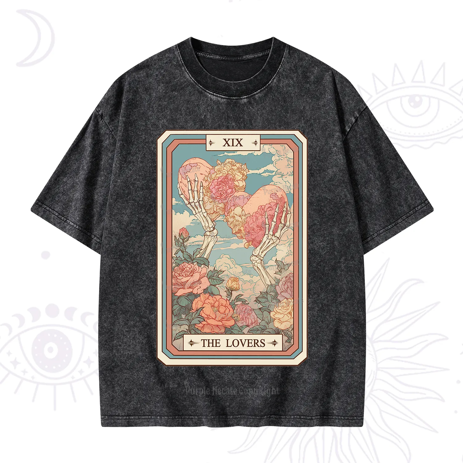 Purplehecate The Lovers Undying Heart Tarot Washed T-Shirt