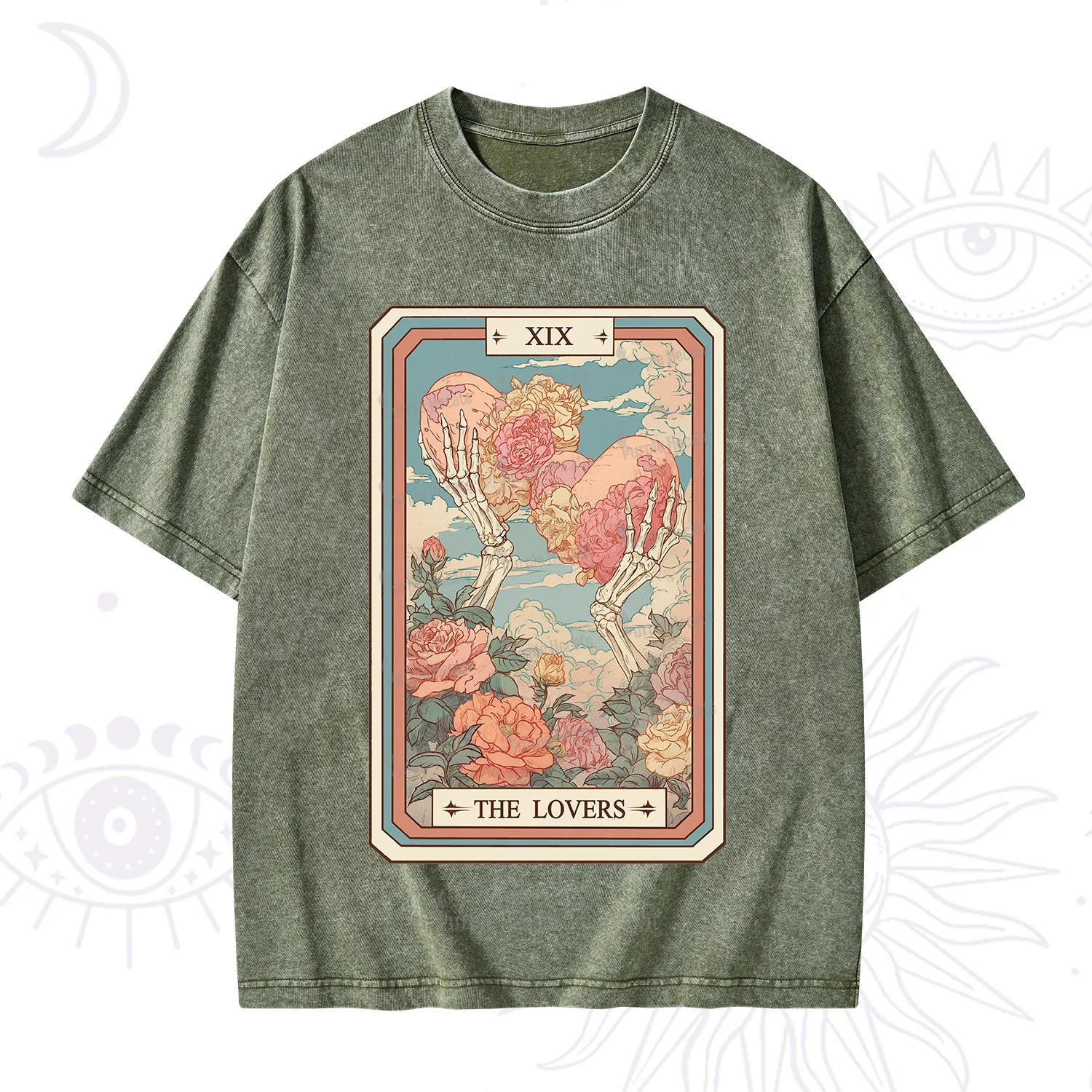 Purplehecate The Lovers Undying Heart Tarot Washed T-Shirt