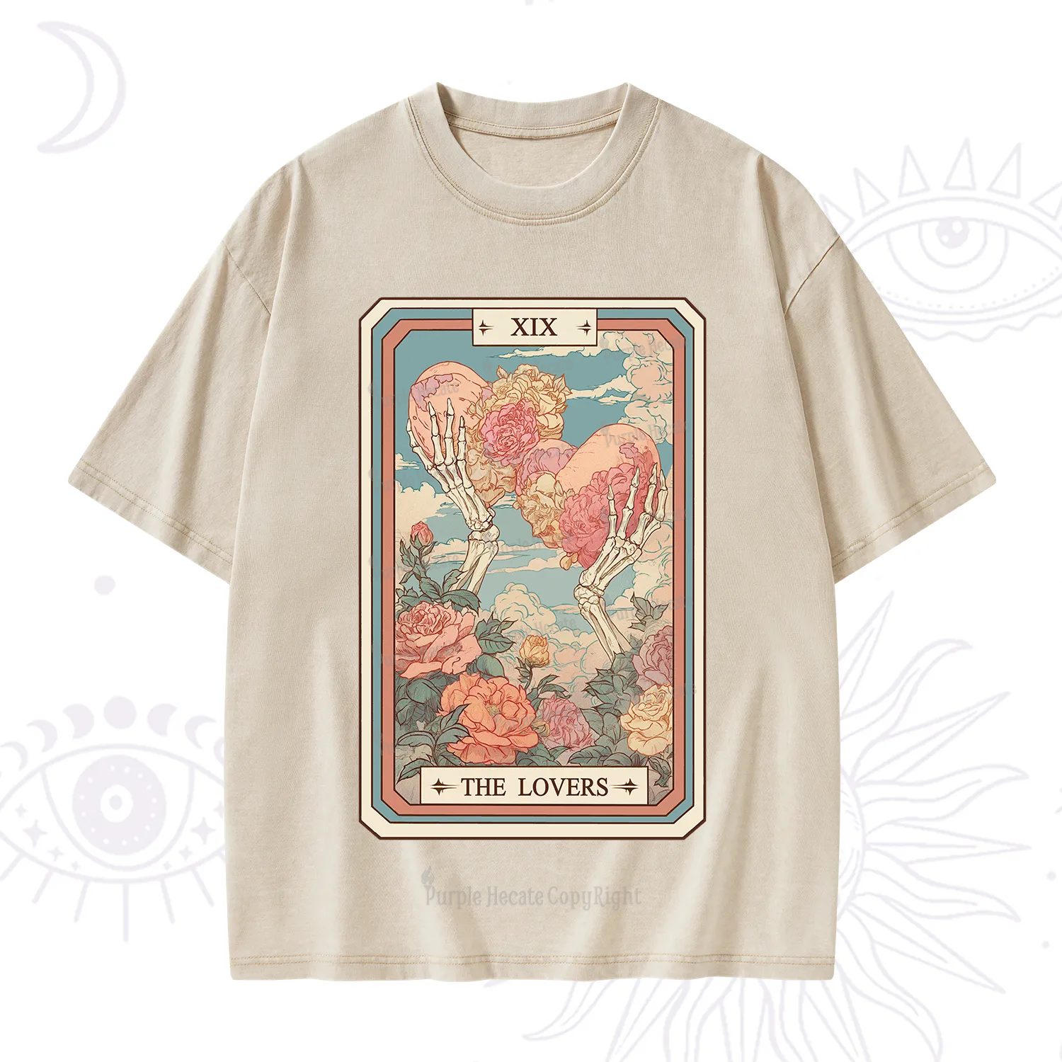 Purplehecate The Lovers Undying Heart Tarot Washed T-Shirt