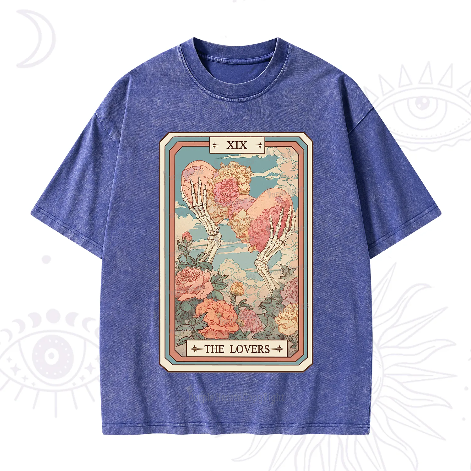 Purplehecate The Lovers Undying Heart Tarot Washed T-Shirt