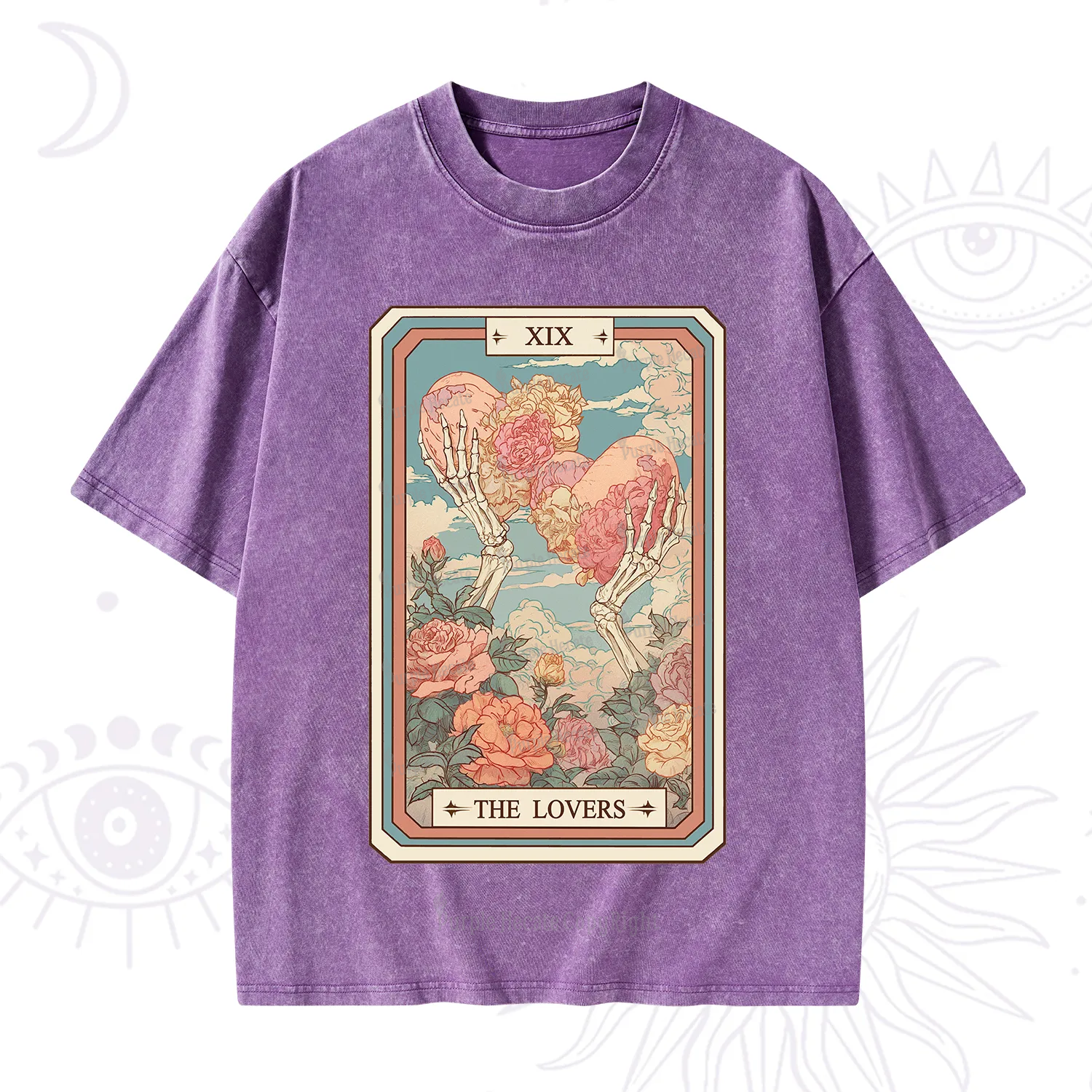 Purplehecate The Lovers Undying Heart Tarot Washed T-Shirt