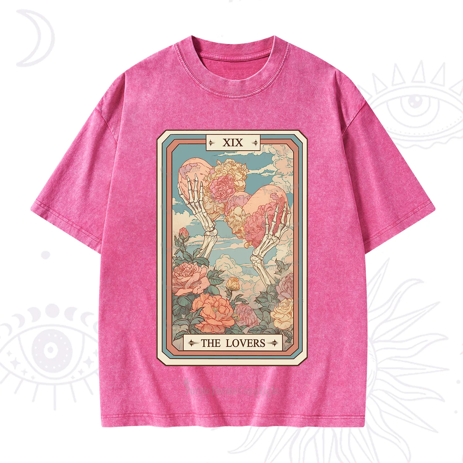 Purplehecate The Lovers Undying Heart Tarot Washed T-Shirt