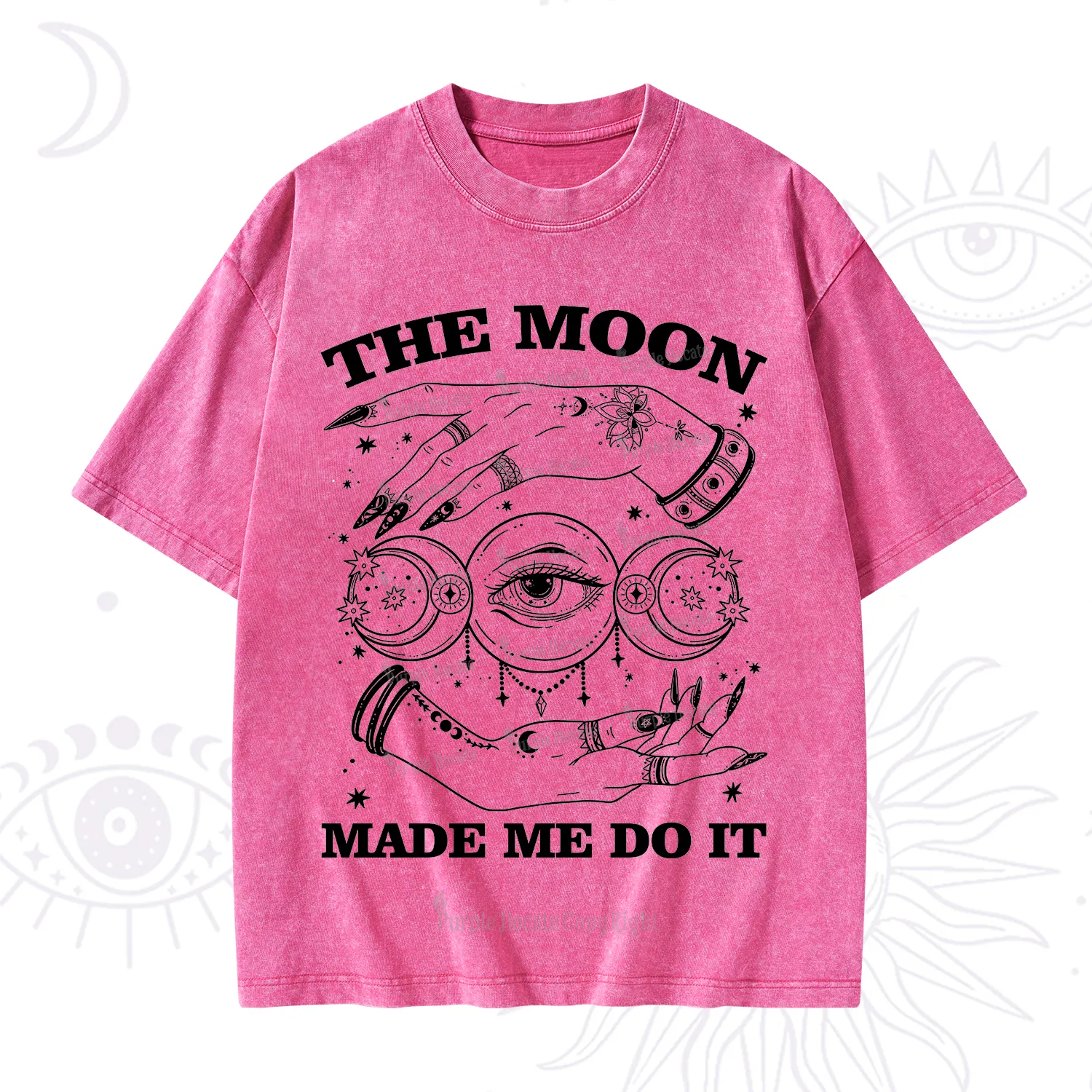 Purplehecate Funny The Moon Made Me Do It Washed T-Shirt