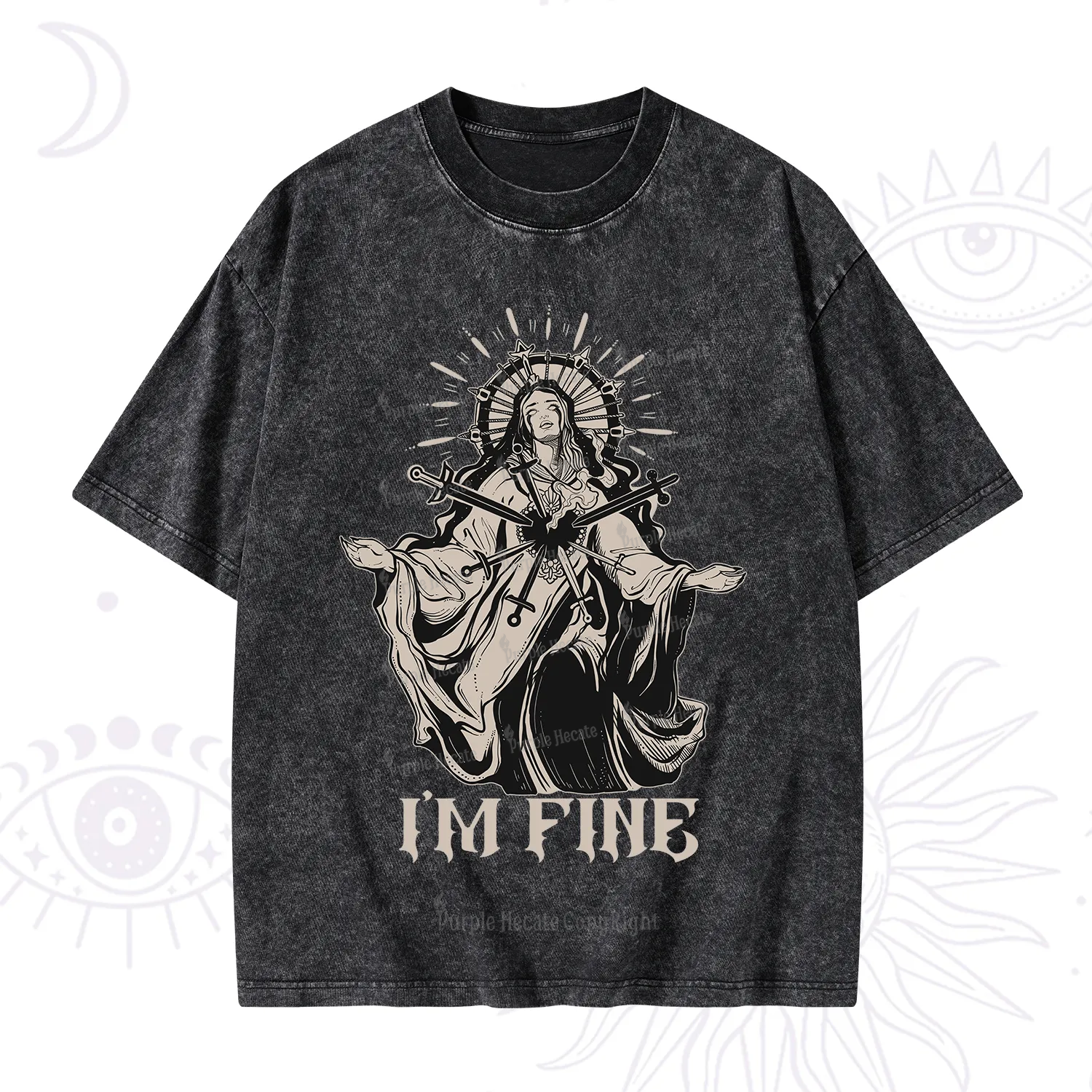 Purplehecate I'm Fine Washed T-Shirt
