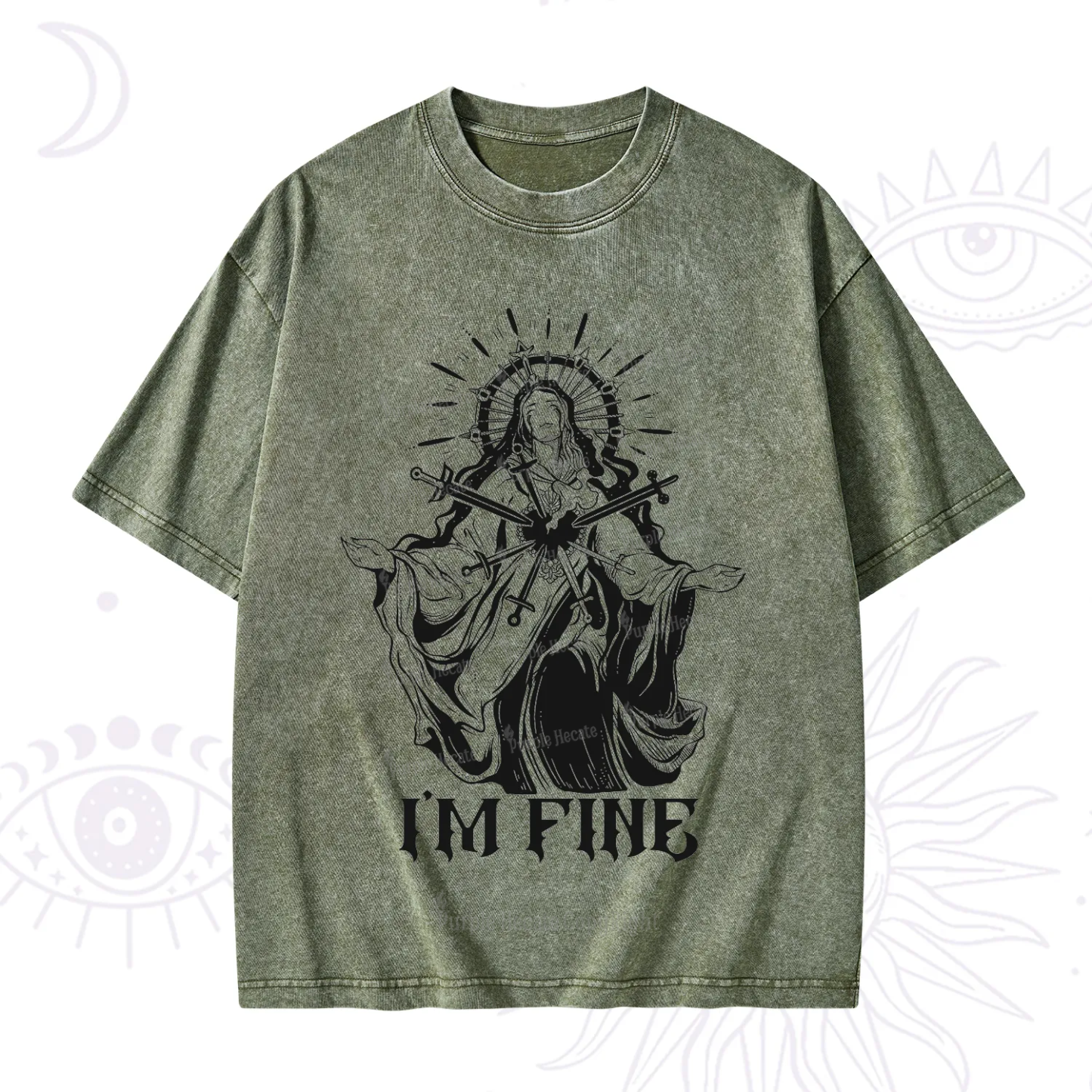 Purplehecate I'm Fine Washed T-Shirt