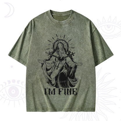 Purplehecate I'm Fine Washed T-Shirt