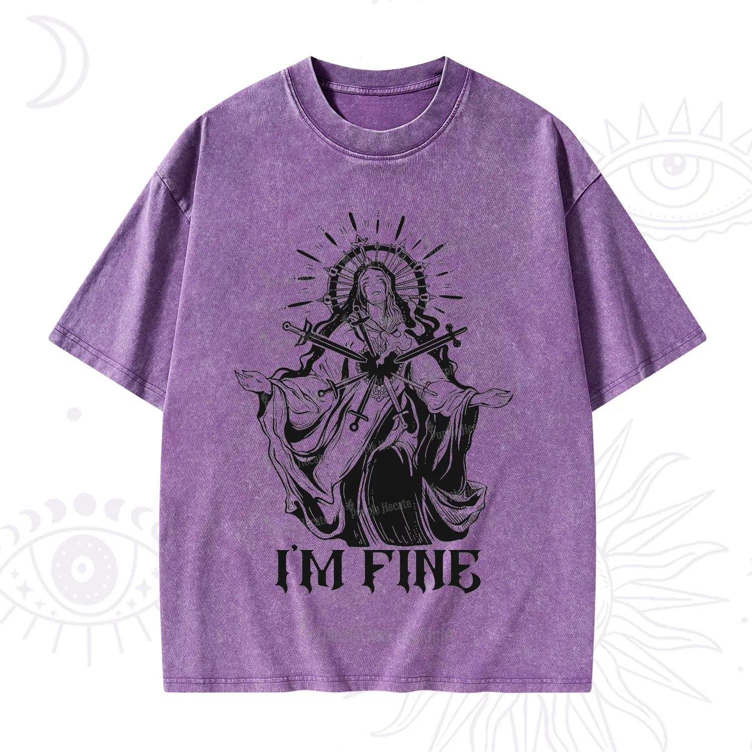 Purplehecate I'm Fine Washed T-Shirt