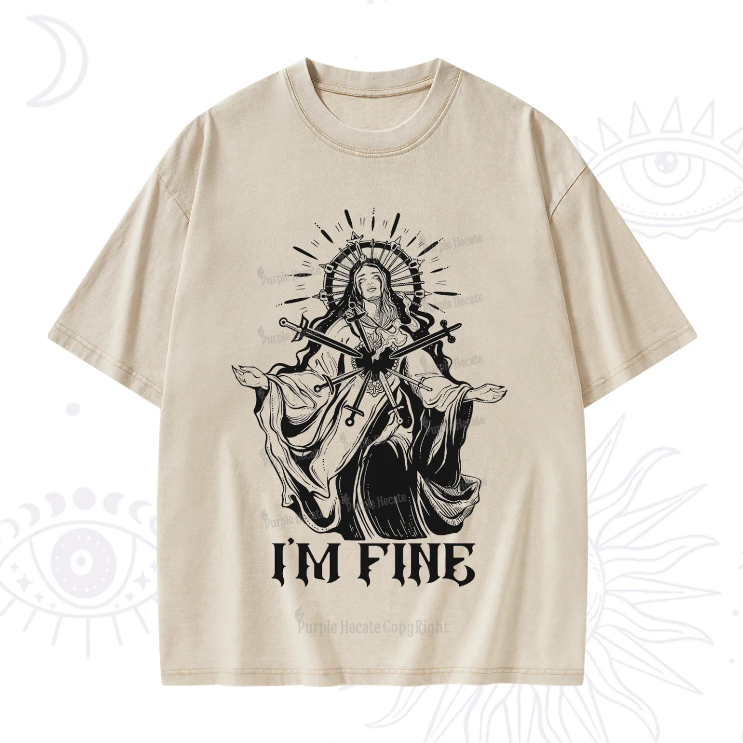 Purplehecate I'm Fine Washed T-Shirt