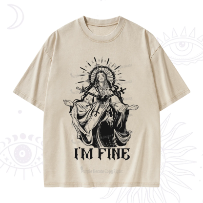 Purplehecate I'm Fine Washed T-Shirt