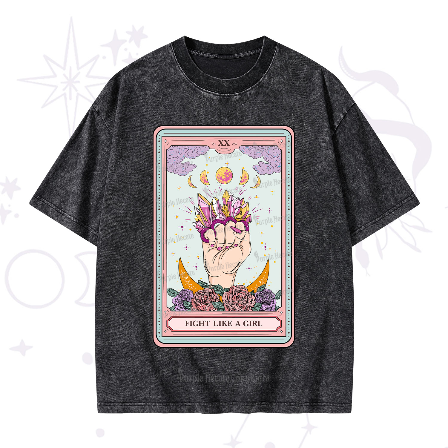 Purplehecate The Fight Like A Girl Tarot Washed T-Shirt