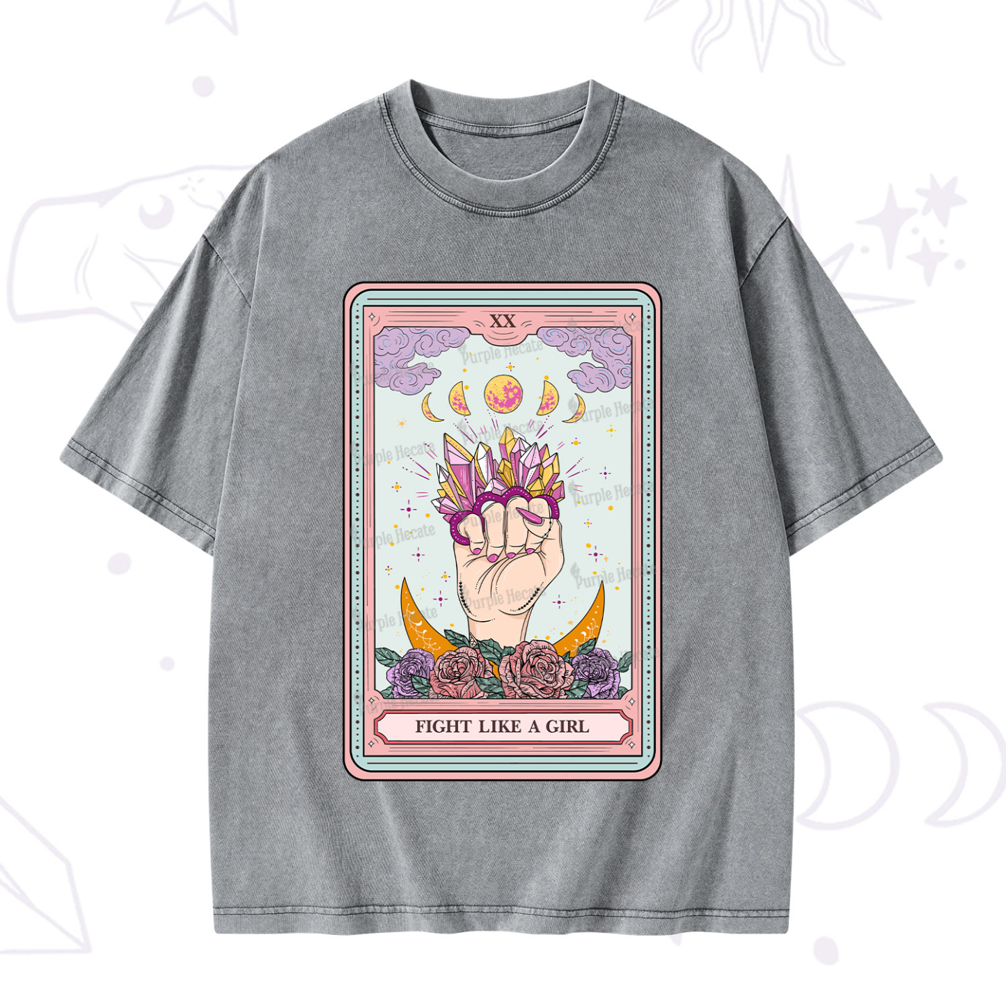 Purplehecate The Fight Like A Girl Tarot Washed T-Shirt