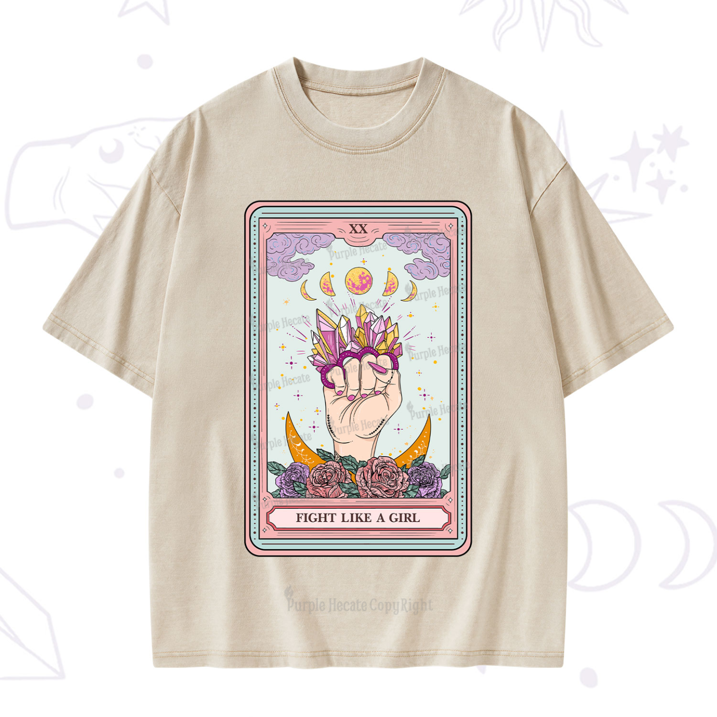 Purplehecate The Fight Like A Girl Tarot Washed T-Shirt