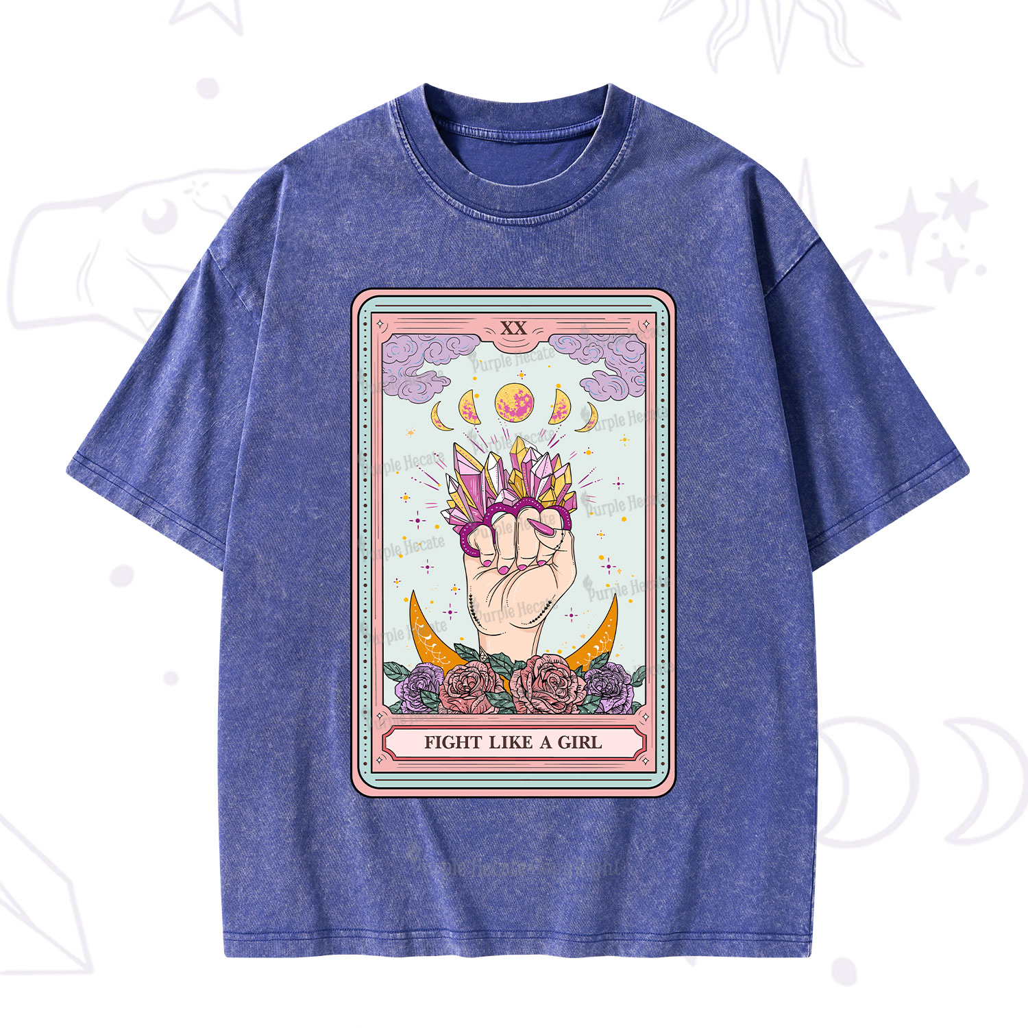 Purplehecate The Fight Like A Girl Tarot Washed T-Shirt