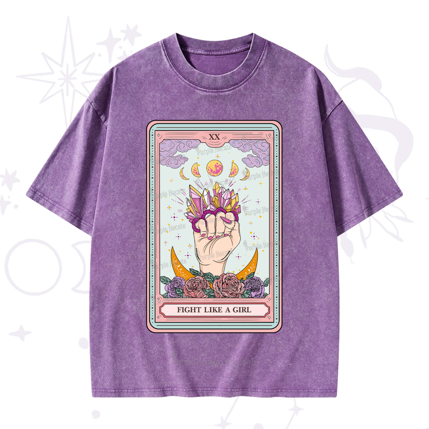 Purplehecate The Fight Like A Girl Tarot Washed T-Shirt