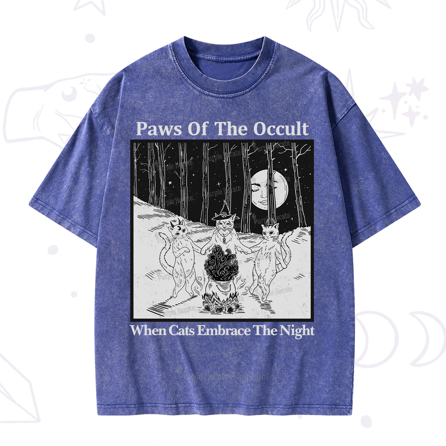 Purplehecate Witchy Cats Washed T-Shirt