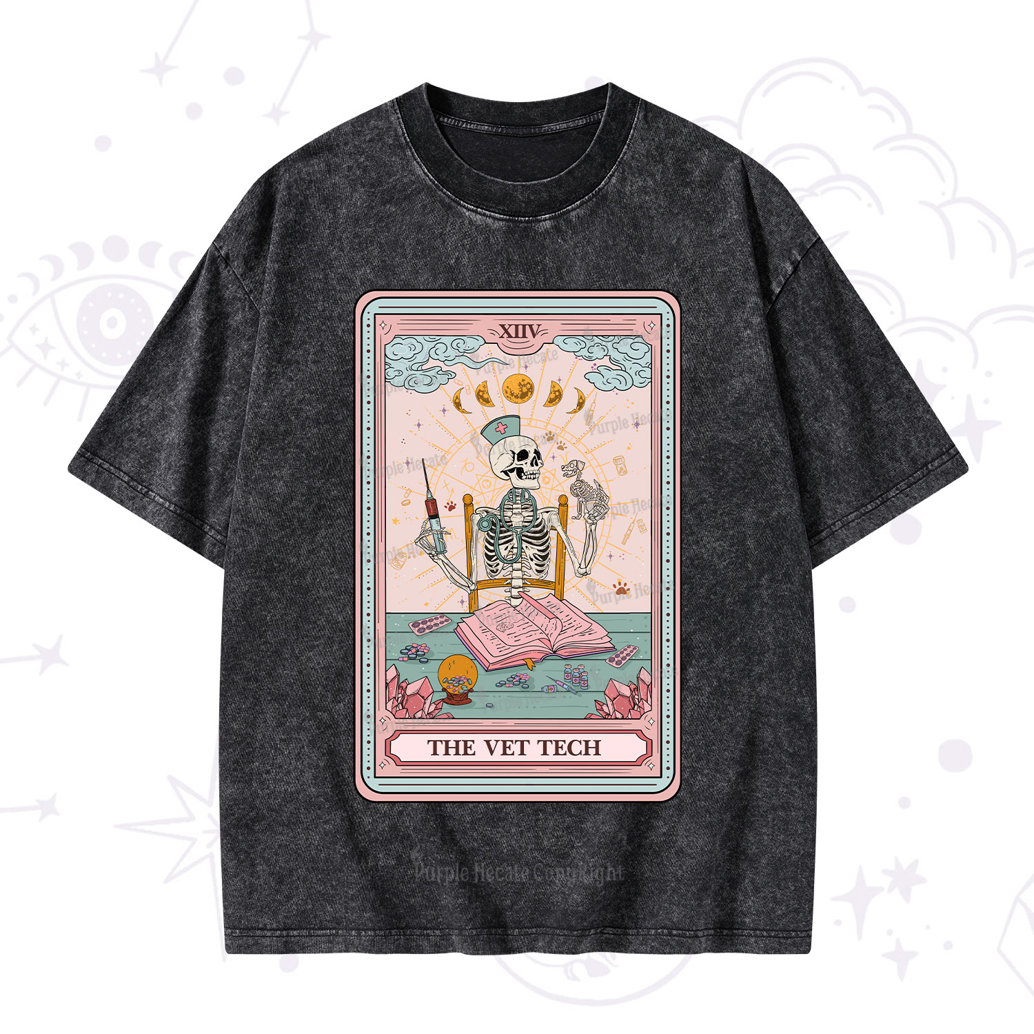 Purplehecate The Vet Tech Tarot Card Washed T-Shirt