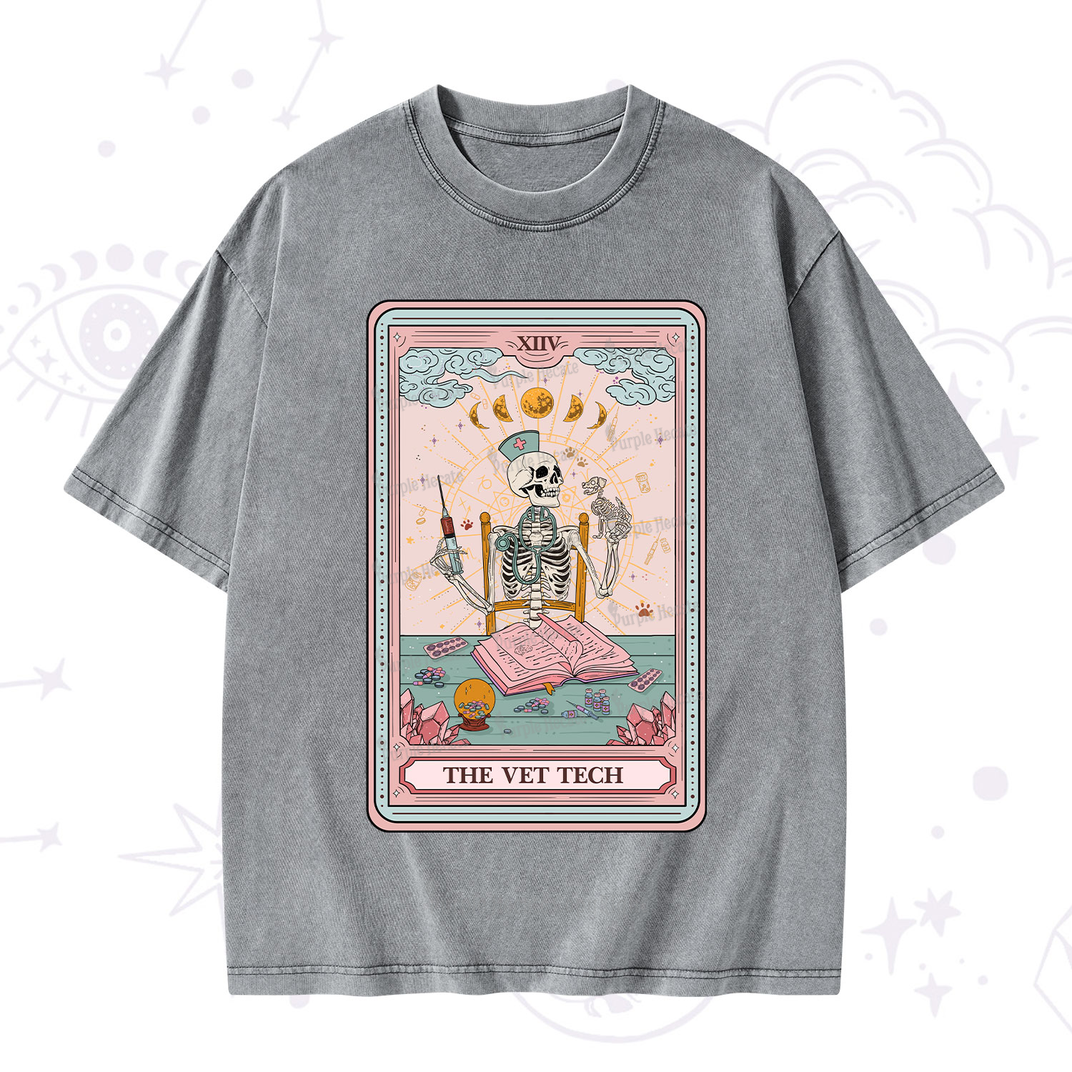 Purplehecate The Vet Tech Tarot Card Washed T-Shirt