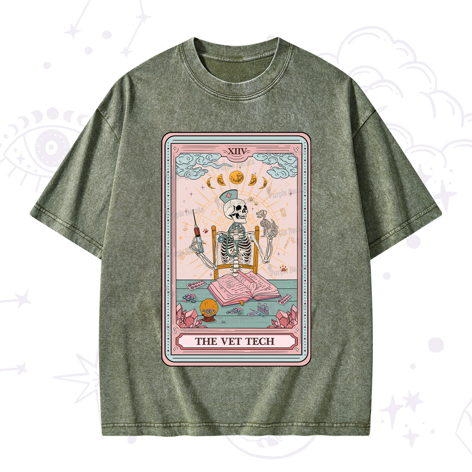 Purplehecate The Vet Tech Tarot Card Washed T-Shirt
