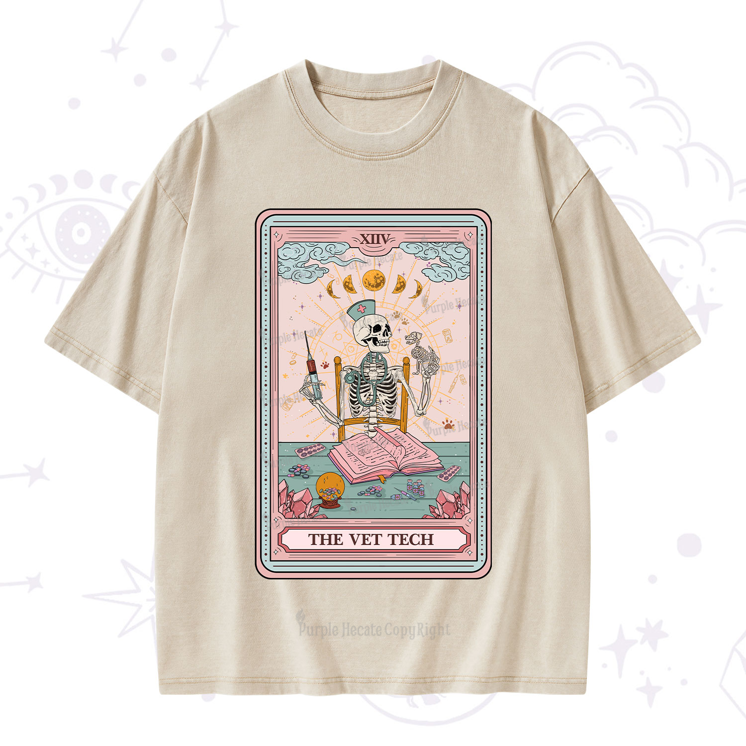 Purplehecate The Vet Tech Tarot Card Washed T-Shirt